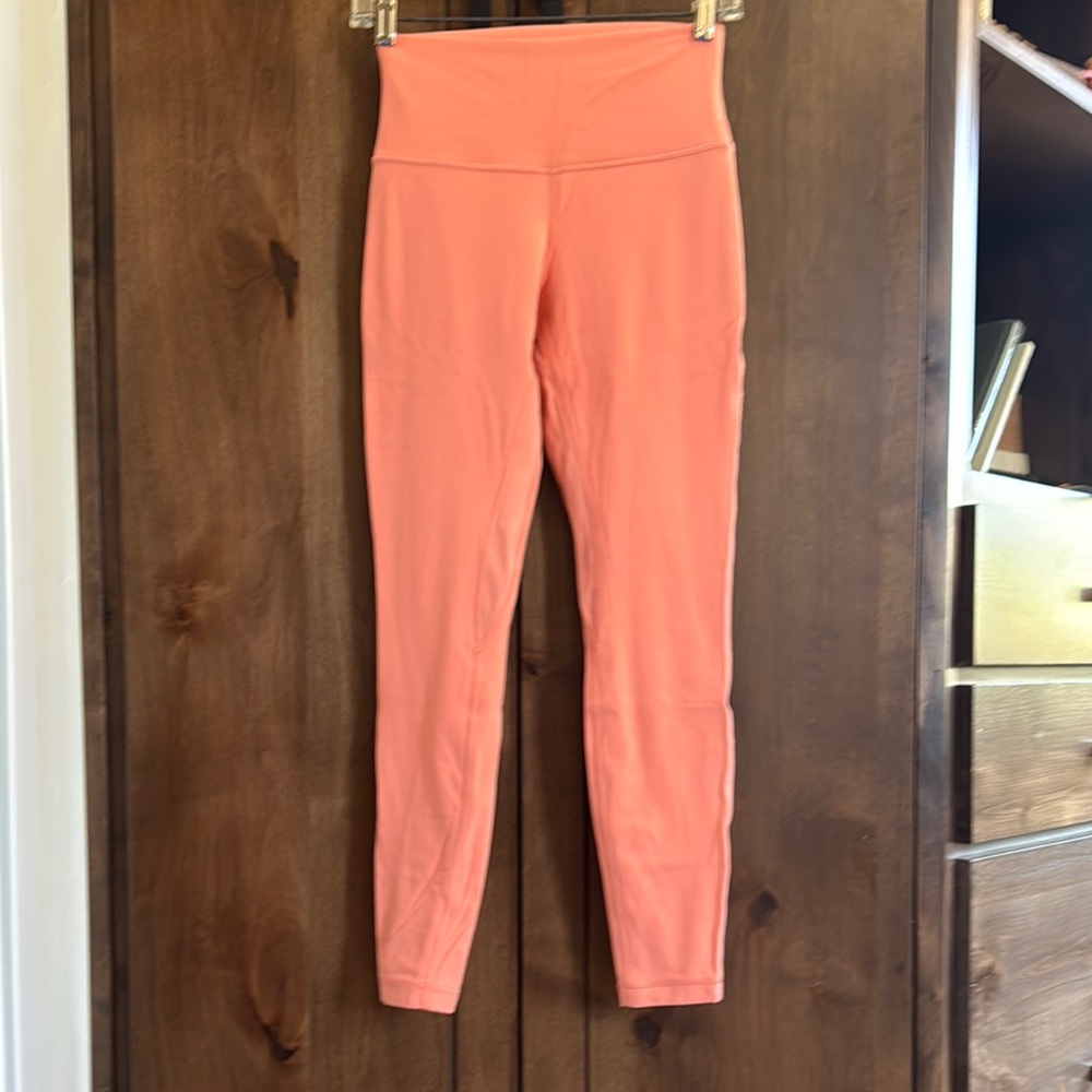 LuluLemon EUC Coral High-Waisted Leggings